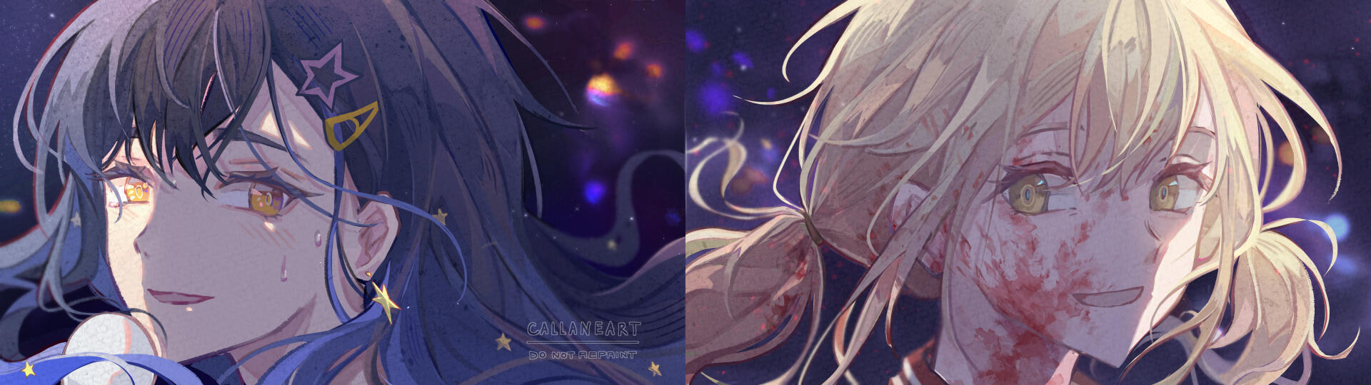 lineart, paint shading, headshot, simple characters, 2 characters, simple bg — $80